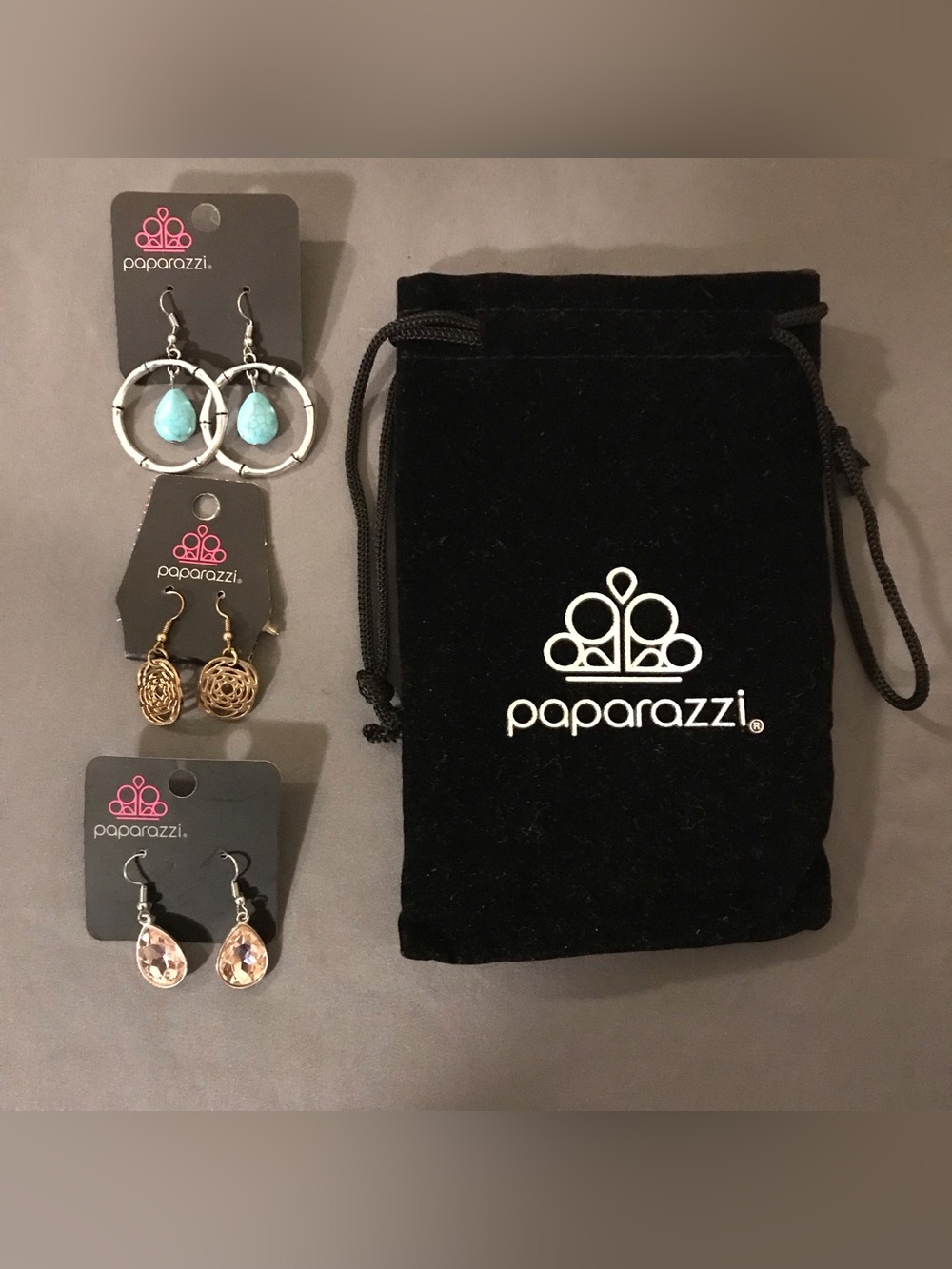 3 New Paparazzi Earrings Set Bundle w/ Gift Bag | Fashion Jewelry Lot NWT